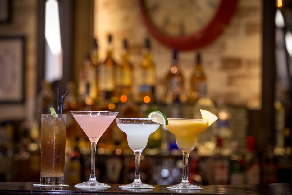 Cocktails on a bar